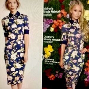 NWT Alice + Olivia Navy Delora
Floral Midi Dress  Size 8